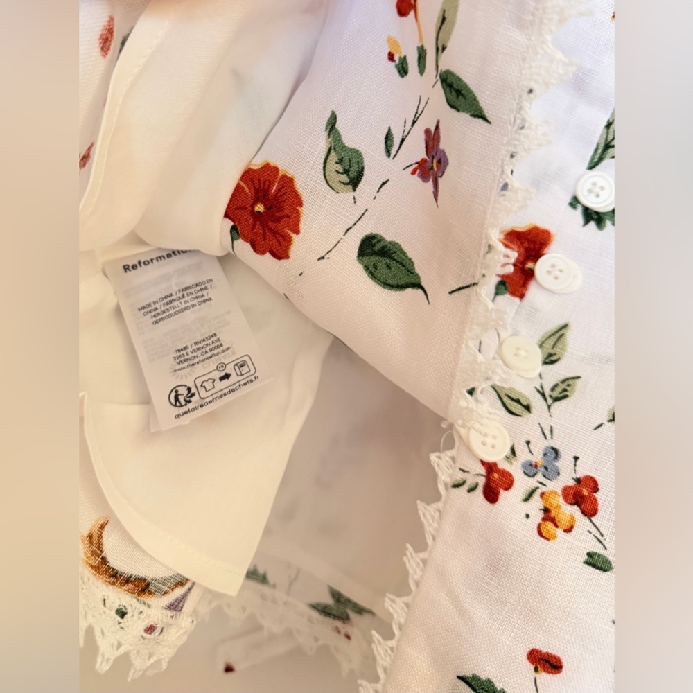 Reformation Viola Linen Top in Corsini. Brand new without tags,  never worn. - Picture 7 of 12